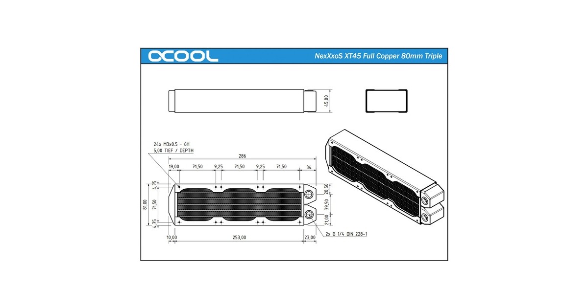 Alphacool NexXxoS XT45 Full Copper 80mm Triple, Radiator(schwarz, 3x 80 mm)