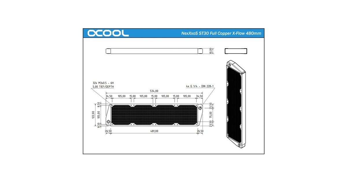 Alphacool NexXxos ST30 480mm XFlow, Radiator