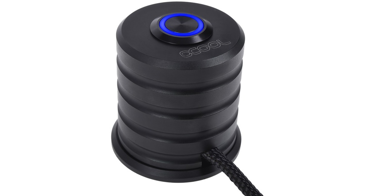 Alphacool Powerbutton mit Taster 19mm, blau beleuchtet, Schalter(schwarz)
