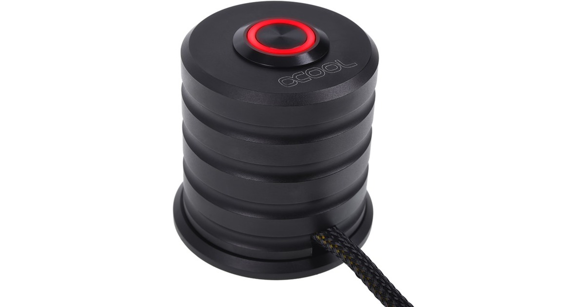 Alphacool Powerbutton mit Taster 19mm, rot beleuchtet, Schalter(schwarz)