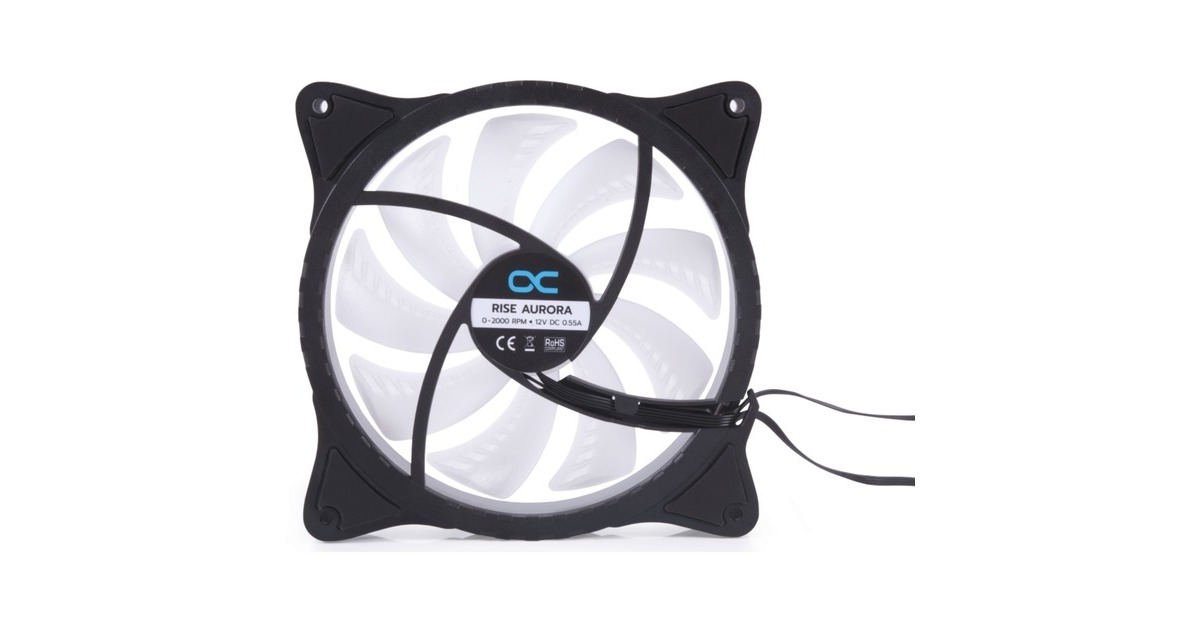 Alphacool Rise Aurora140mm Lüfter 140x140x25mm, Gehäuselüfter(schwarz/transparent)