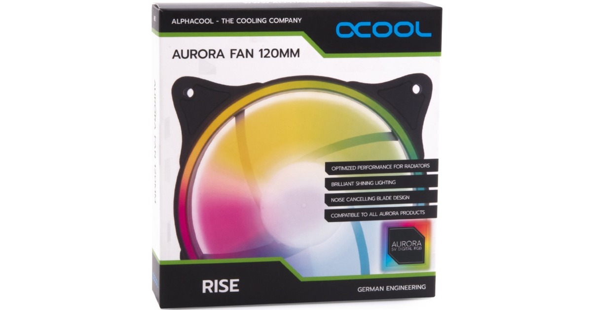 Alphacool Rise Aurora 120 mm Lüfter 120x120x25mm, Gehäuselüfter(schwarz/transparent)