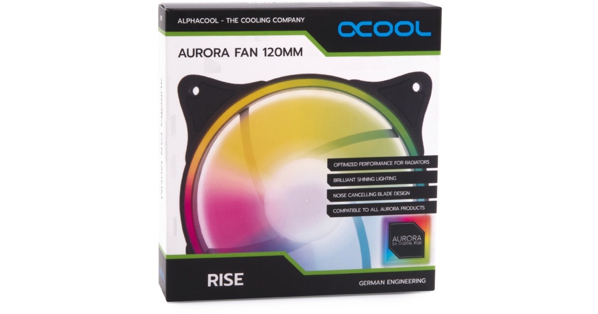 Alphacool Rise Aurora 120 mm Lüfter 120x120x25mm, Gehäuselüfter(weiß)