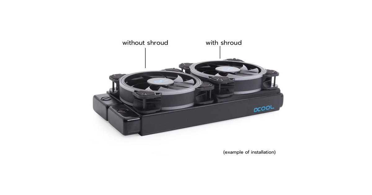 Alphacool Shroud & Entkopplung 120mm (7mm stark), Einbaurahmen(schwarz, inkl. 4x M3x37mm Schrauben)