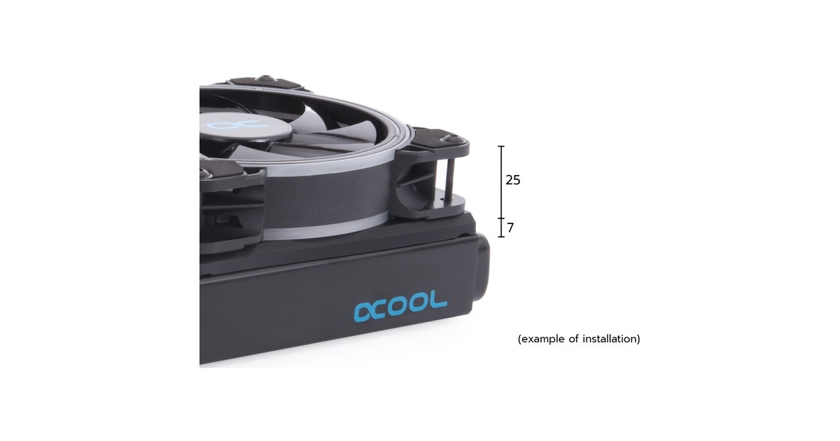 Alphacool Shroud & Entkopplung 120mm (7mm stark), Einbaurahmen(schwarz, inkl. 4x M3x37mm Schrauben)