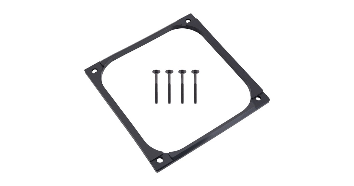 Alphacool Shroud & Entkopplung 140mm (7mm stark), Einbaurahmen(schwarz, inkl. 4x M3x37mm Schrauben)