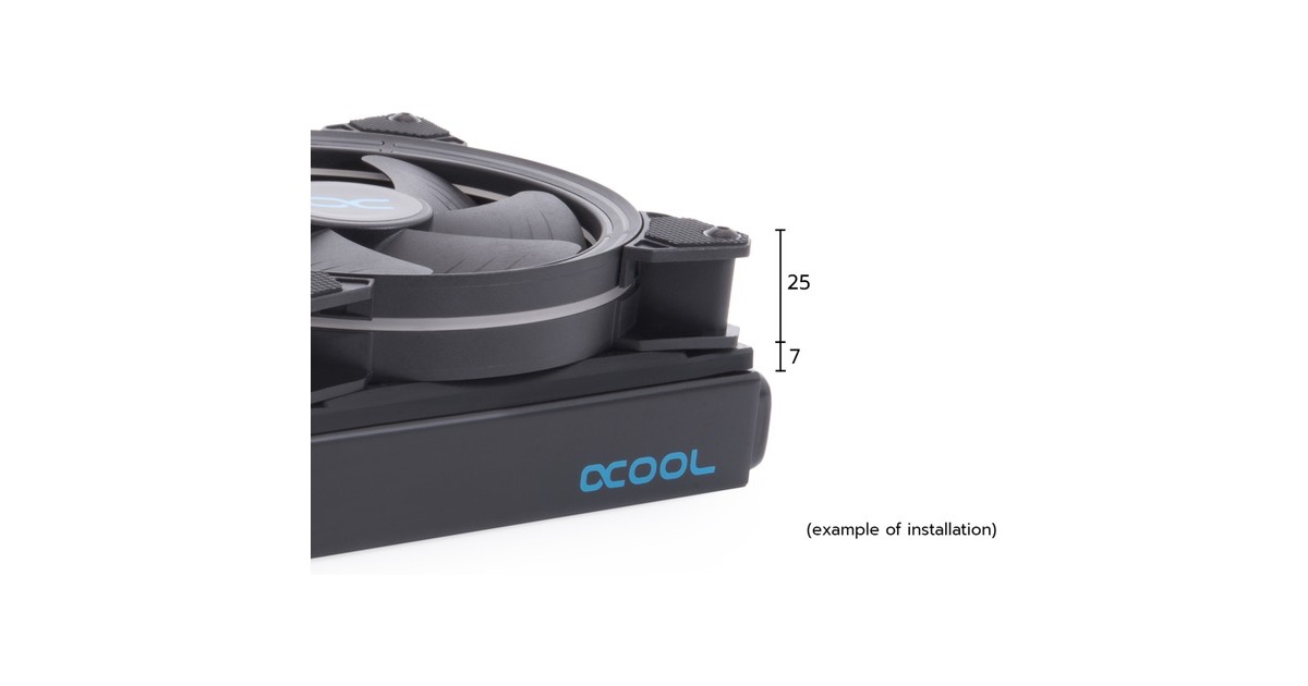 Alphacool Shroud & Entkopplung 140mm (7mm stark), Einbaurahmen(schwarz, inkl. 4x M3x37mm Schrauben)