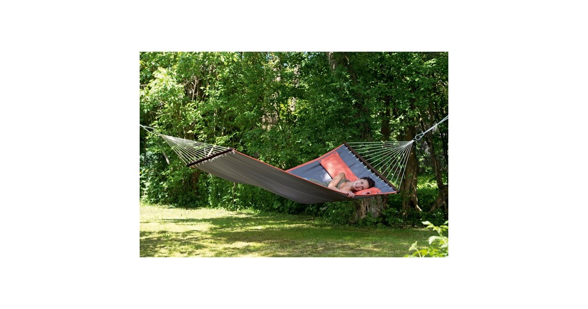 Amazonas American Dream AZ-1970000, Camping-Hängematte(grau, Mit Spreizstäben)
