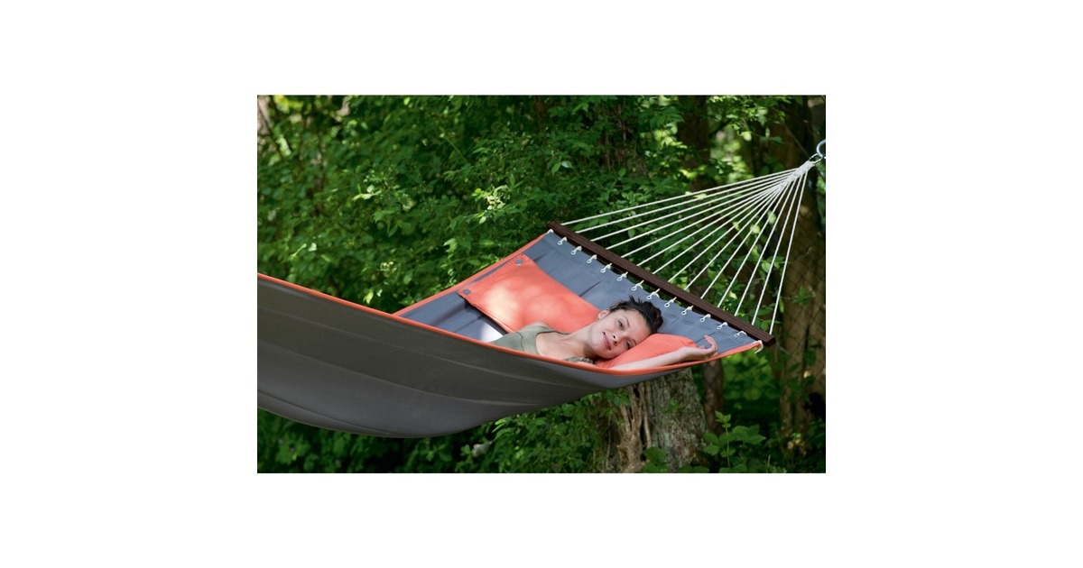 Amazonas American Dream AZ-1970000, Camping-Hängematte(grau, Mit Spreizstäben)