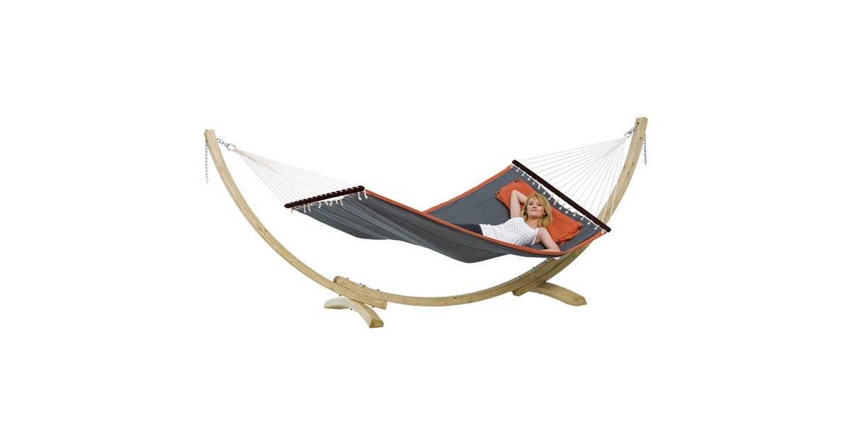 Amazonas American Dream Set AZ-6010130, Camping-Hängematte(grau, Mit Spreizstäben, Gestell)