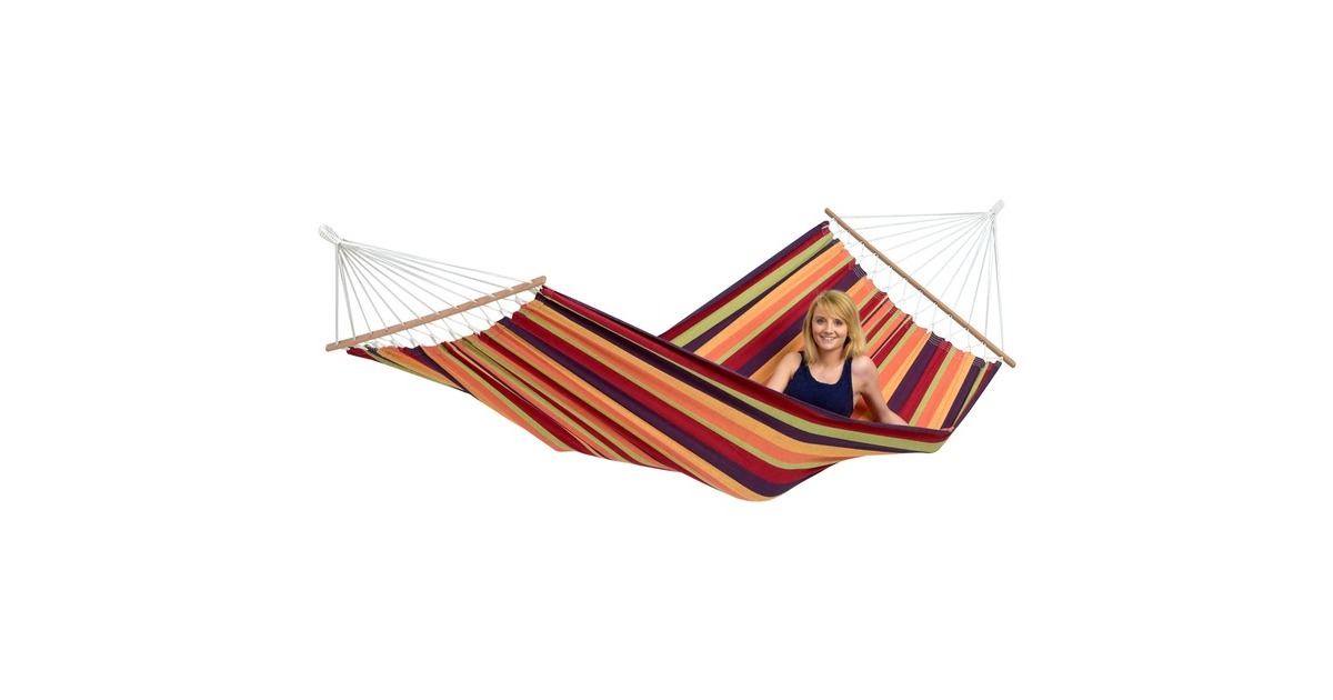 Amazonas Brasilia Tropical AZ-1065700, Camping-Hängematte(rot/gelb, Mit Spreizstäben)
