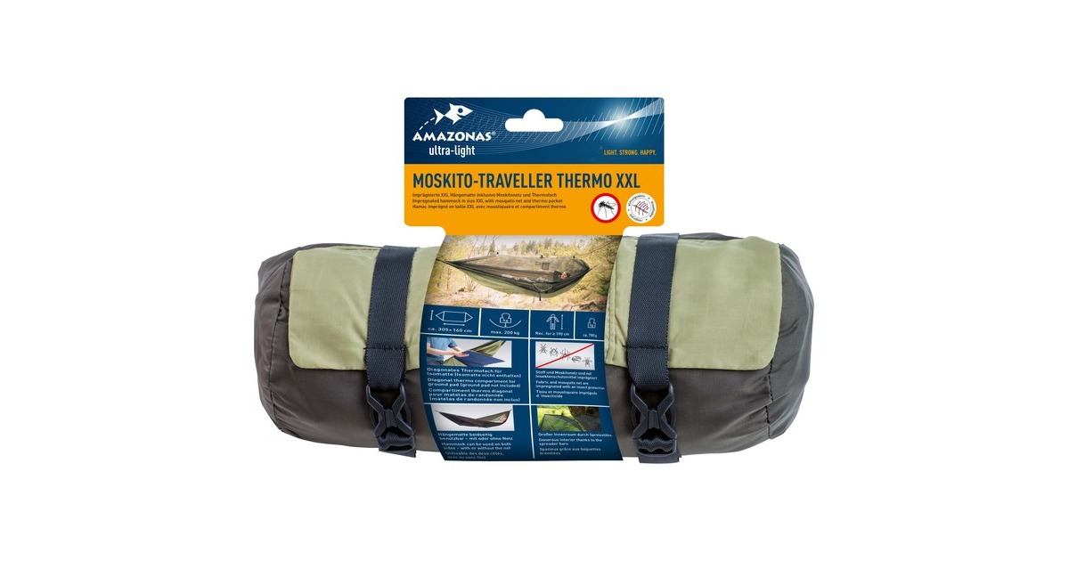 Amazonas Moskito-Traveller Thermo XXL AZ-1030235, Camping-Hängematte(braun/beige)