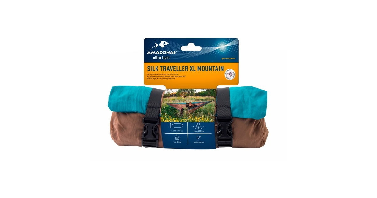 Amazonas Silk Traveller XL Mountain AZ-1030186, Camping-Hängematte(braun/türkis)