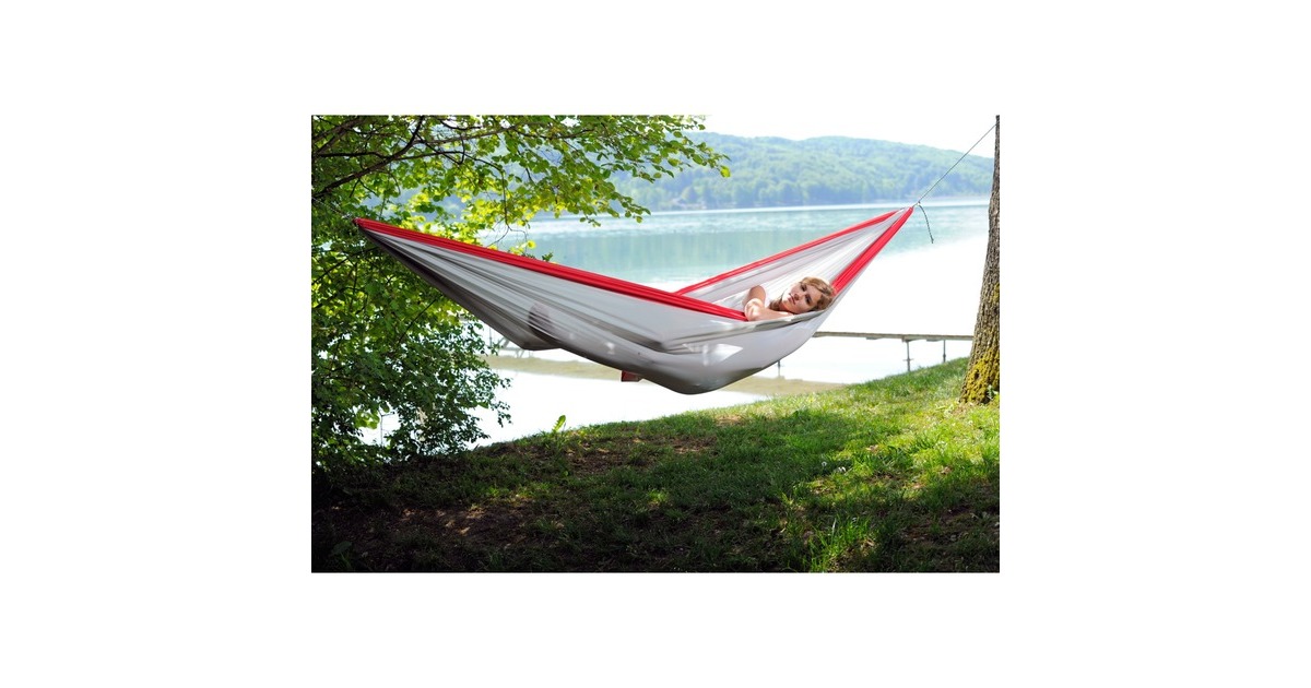 Amazonas Silk Traveller XXL AZ-1030190, Camping-Hängematte(grau/rot)