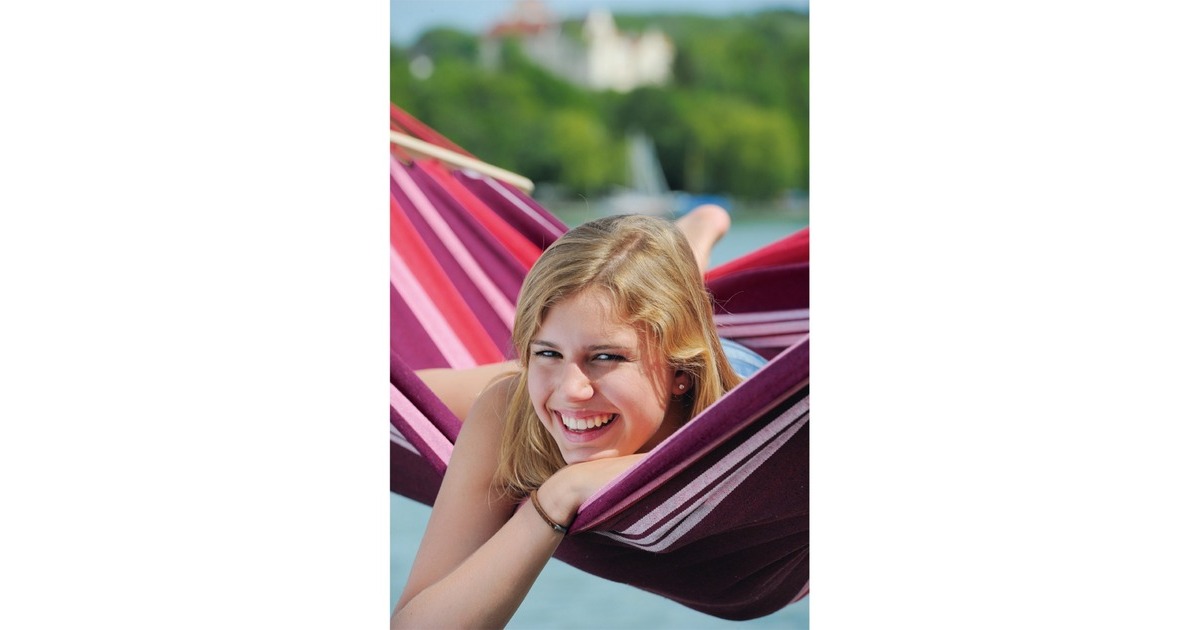 Amazonas Summer Set AZ-4220000, Camping-Hängematte(rot/violett, Mit Spreizstäben, Gestell)