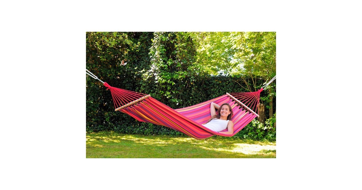 Amazonas Tonga Volcano AZ-1066110, Camping-Hängematte(rot/violett, Mit Spreizstäben)