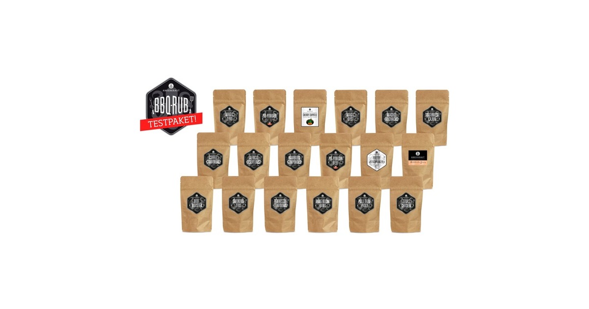 Ankerkraut BBQ Mega Testpaket mit 18 Rubs, Set(18x 50 g, Beutel)
