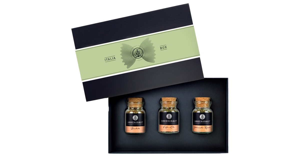 Ankerkraut Geschenkset 'Italia Box' mit 3 Korkengläsern