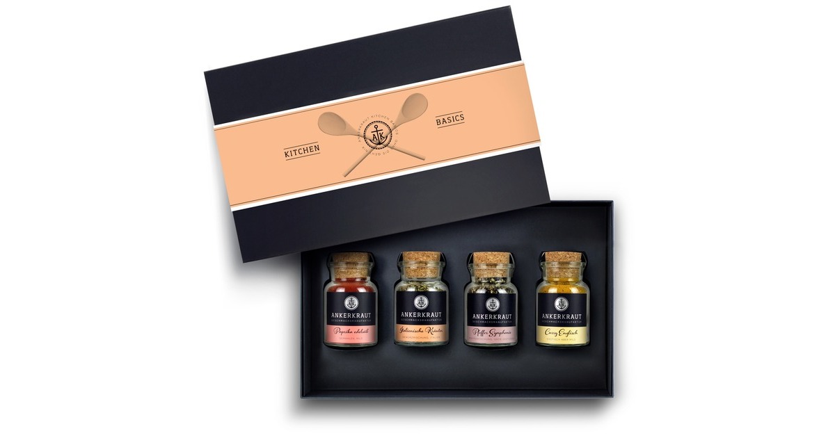 Ankerkraut Geschenkset 'Kitchen Basics' mit 4 Korkengläsern