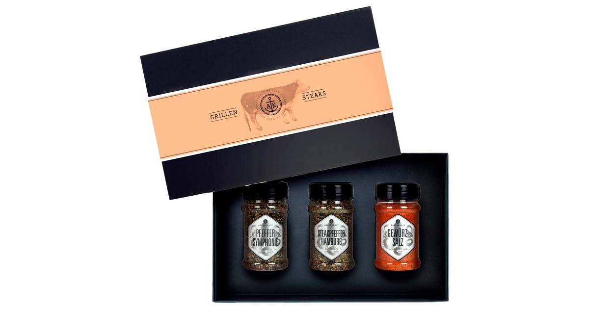 Ankerkraut Geschenkset 'Steaks Grillen' mit 3 Streuern