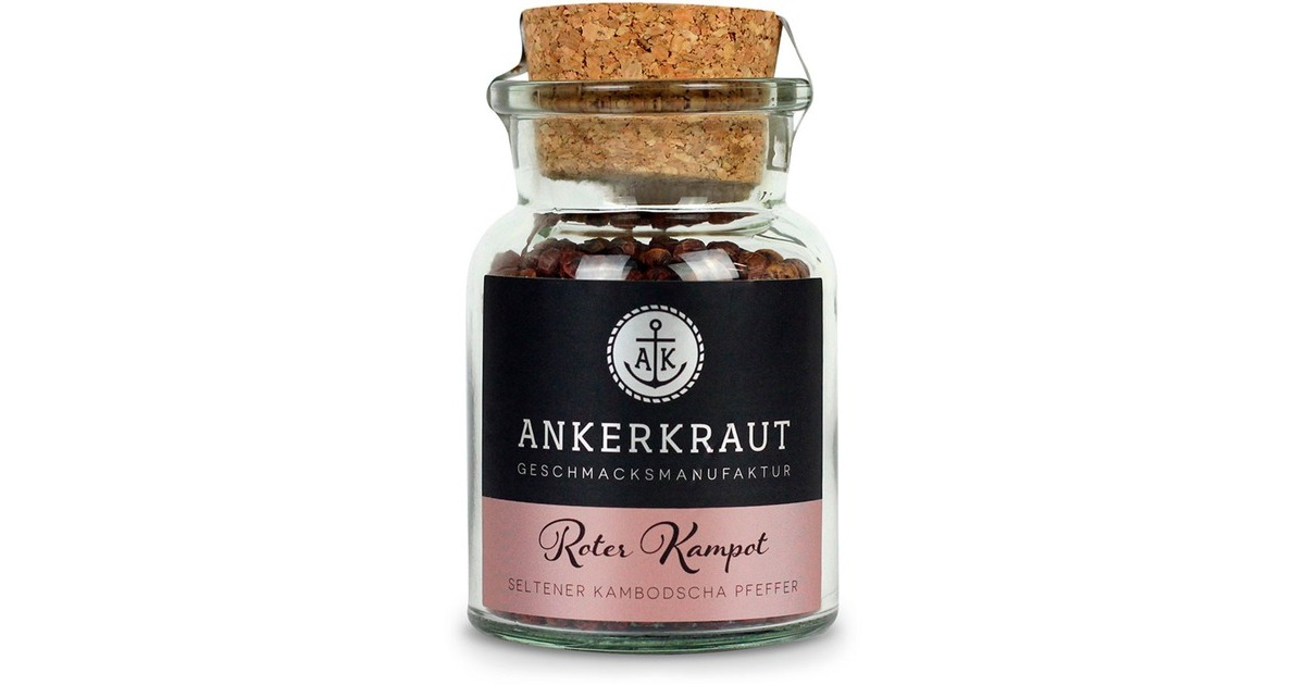 Ankerkraut Roter Kampot Pfeffer, Gewürz(ganz, 70g, Korkenglas)