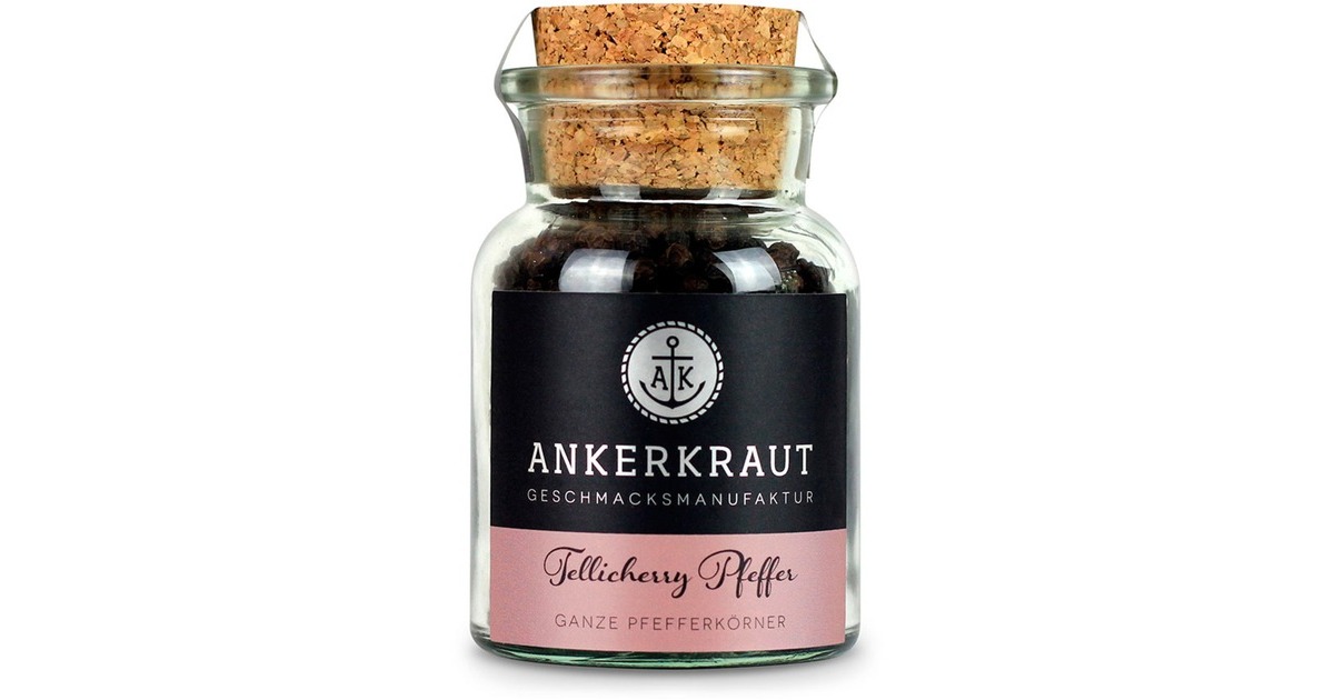 Ankerkraut Tellicherry Pfeffer, Gewürz(ganz, 70 g, Korkenglas)