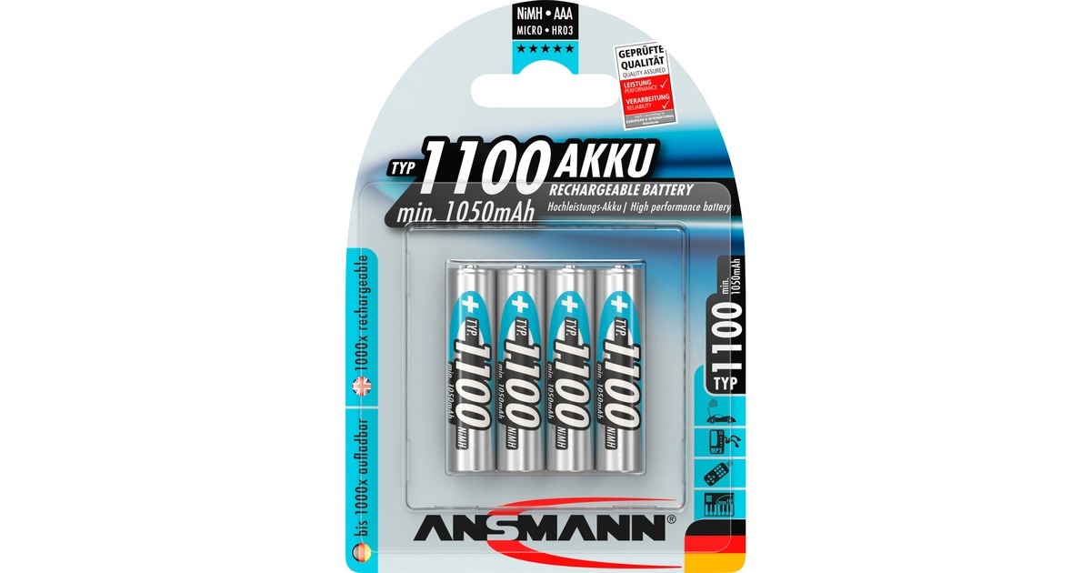 Ansmann 1100mAh NiMh Professional, Akku(silber)