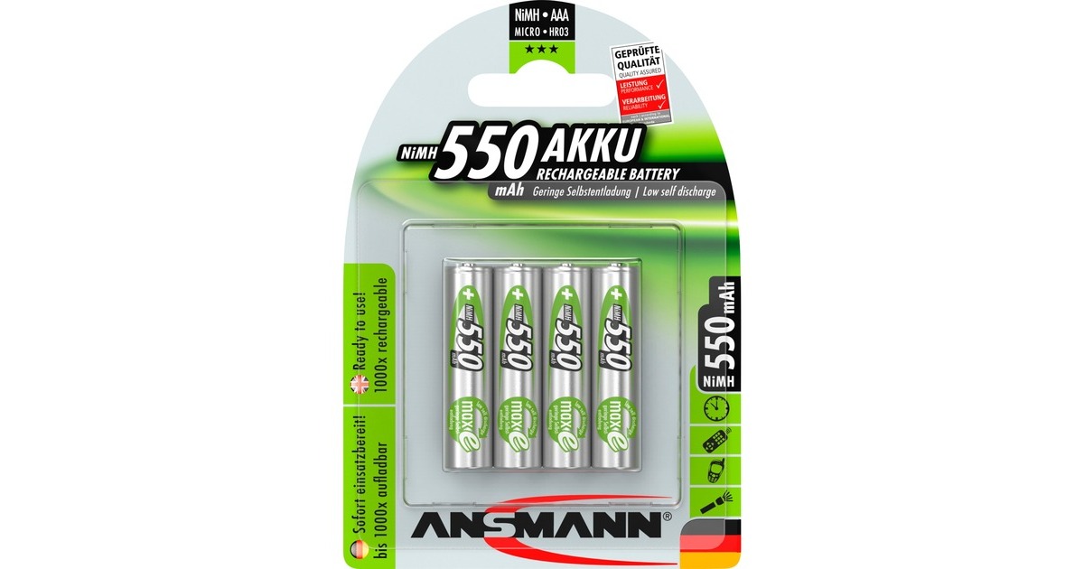 Ansmann 550mAh, Akku(grün, 4x AAA (Micro))