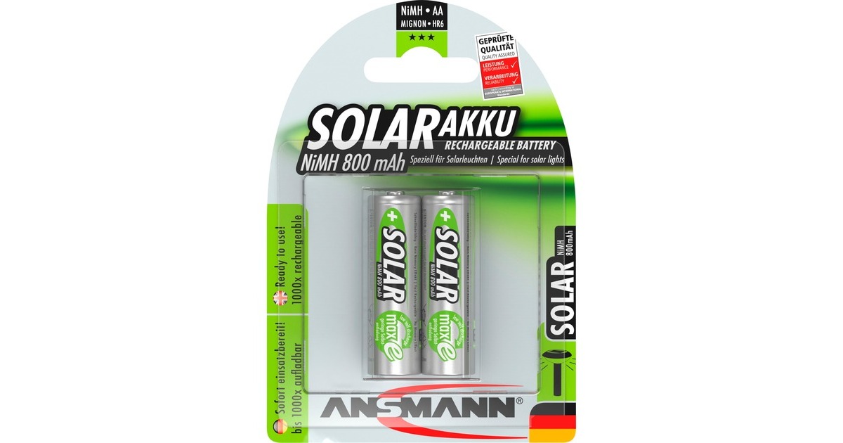 Ansmann 800mAh Solar, Akku(silber, 2x AA (Mignon))