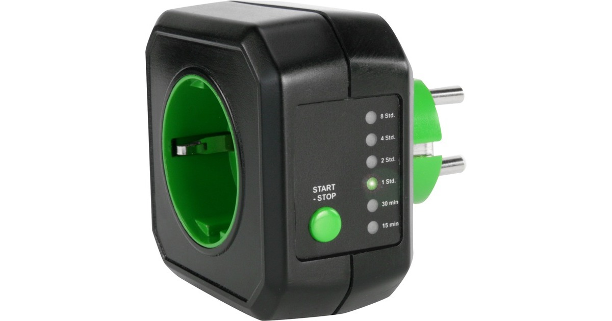 Ansmann AES1 Timer Steckdose mit Energiesparfunktion, Zwischenstecker(schwarz/grün) Ansmann AES1 Timer Steckdose mit Energiesparfunktion, Zwischenstecker(schwarz/grün)