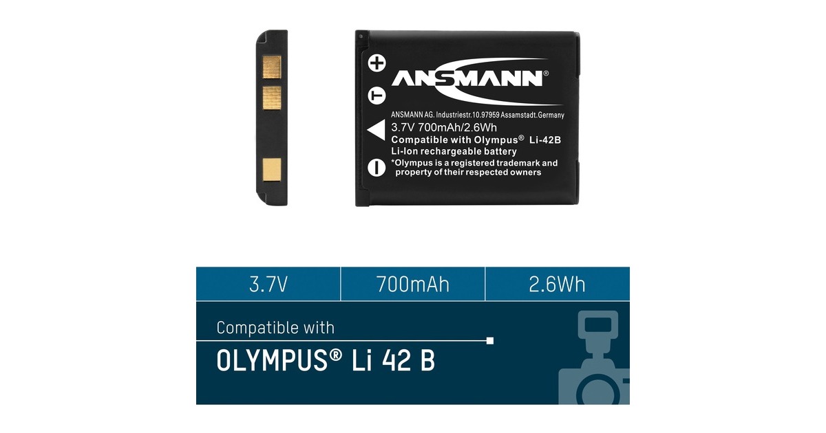 Ansmann A-Oly Li 42B, Kamera-Akku(entspricht Olympus Li 42 B)