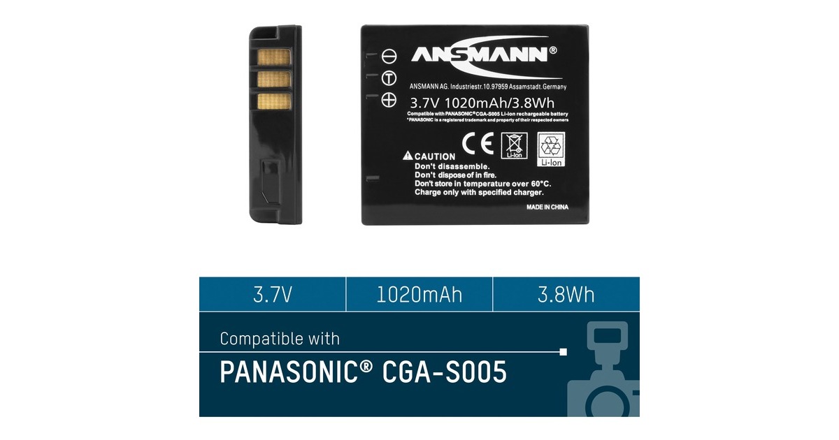 Ansmann A-Pan CGA S005, Kamera-Akku(entspricht Panasonic CGA S005)