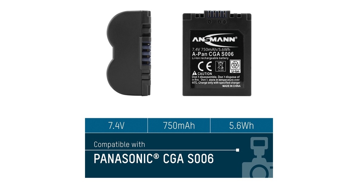 Ansmann A-Pan CGA S006, Kamera-Akku(entspricht Panasonic CGA S006)