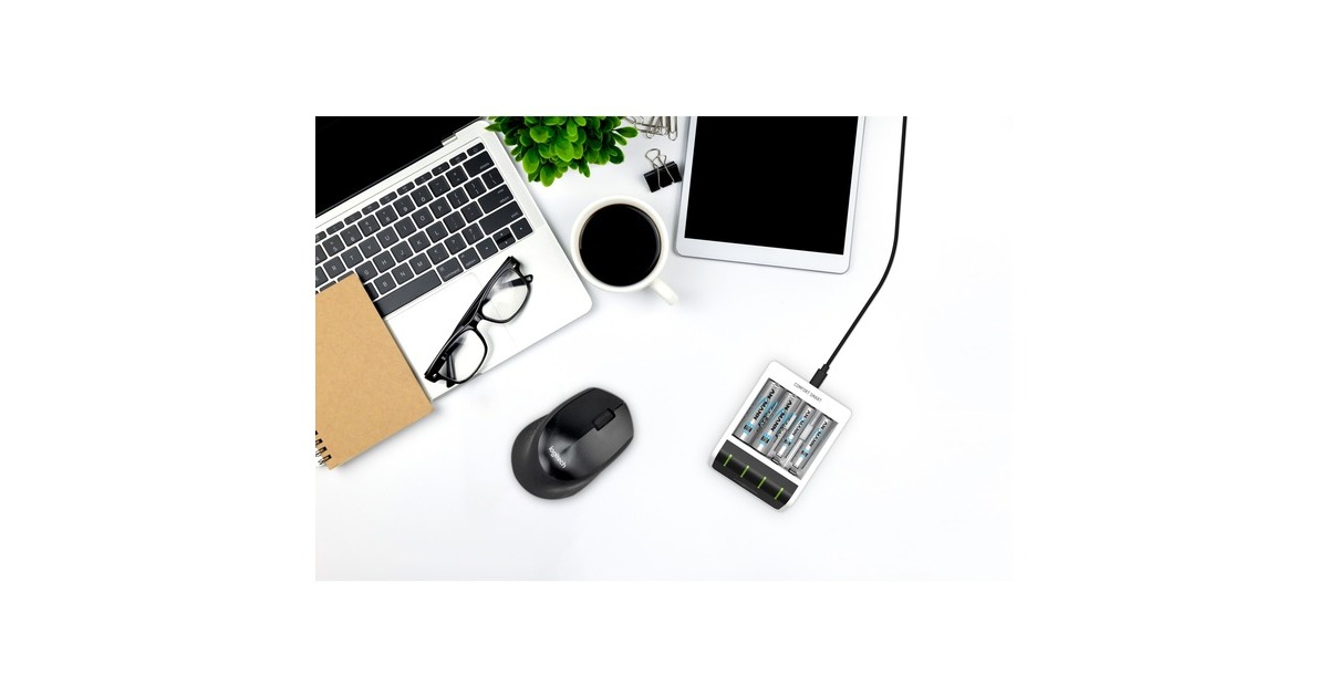 Ansmann Comfort Smart + 4x AA 2100mAh, Ladegerät(weiß/schwarz, inkl. 4x AA-Akkus mit 2100 mAh)