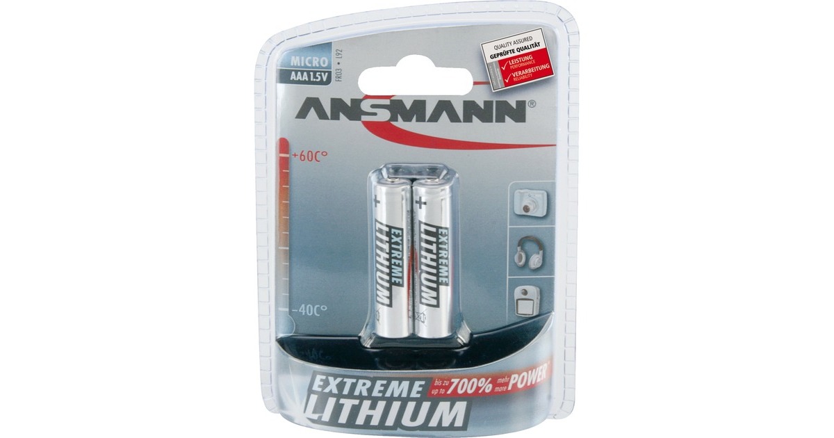 Ansmann Extreme Lithium Micro AAA, Batterie(silber, 2x Lithium)