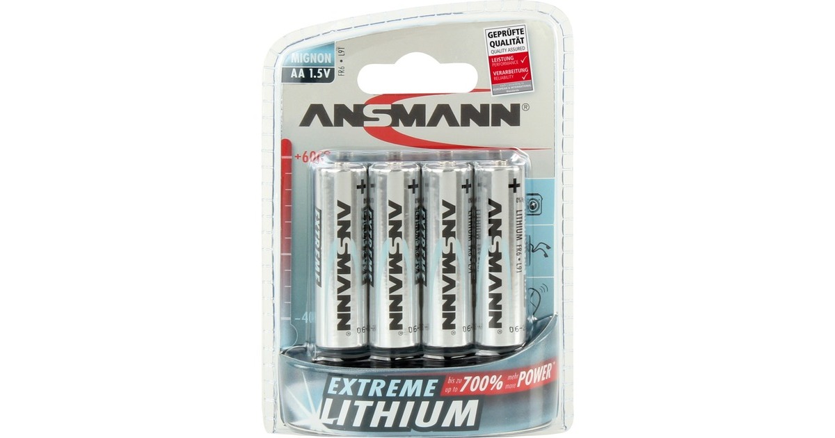 Ansmann Extreme Lithium Mignon AA, Batterie(silber, 4 Stück)