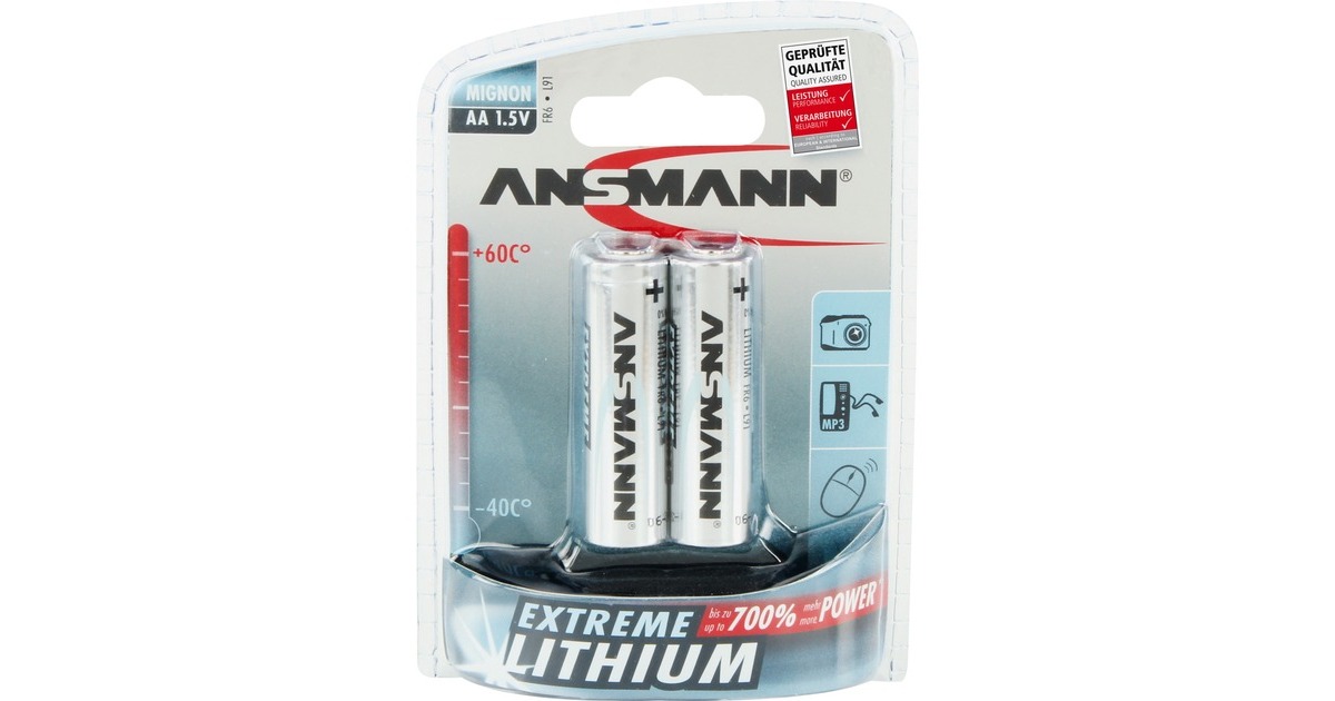 Ansmann Extreme Lithium Mignon AA, Batterie(silber, 2x Lithium)