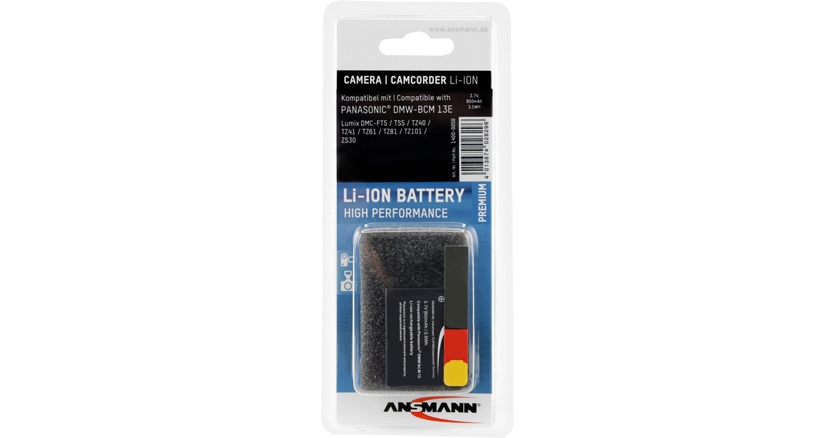 Ansmann Kamera-Akku A-Pan DMW-BCM13E(schwarz, Ersatzakku baugleich mit Panasonic Lumix DMC-TZ 41, FT 5)