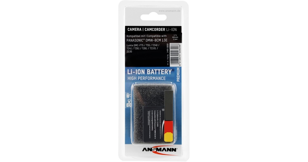 Ansmann Kamera-Akku A-Pan DMW-BCM13E(schwarz, Ersatzakku baugleich mit Panasonic Lumix DMC-TZ 41, FT 5)