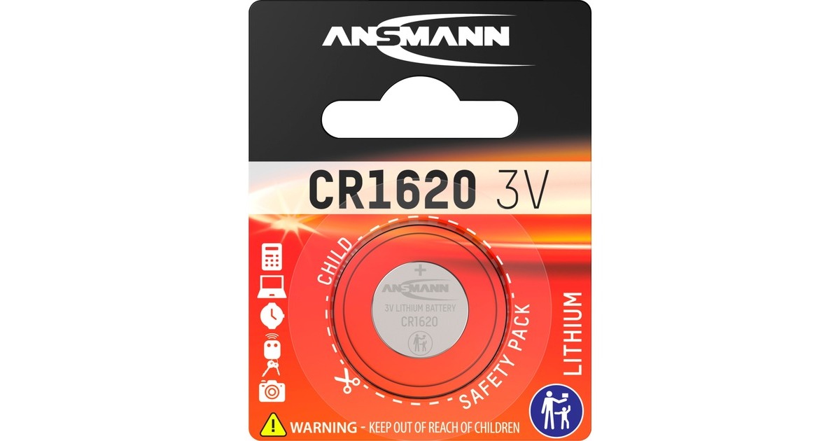 Ansmann Lithium Knopfzelle CR-1620, Batterie(silber)