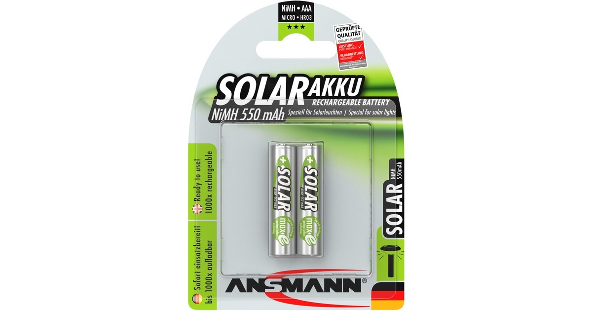 Ansmann Solar NiMH Akku Micro AAA 550 mAh maxE(2x AAA (Micro))