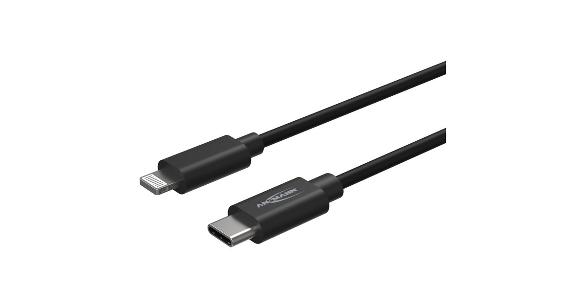 Lightning Stecker(schwarz, 1,2 Meter, Laden mit bis zu 60 Watt)