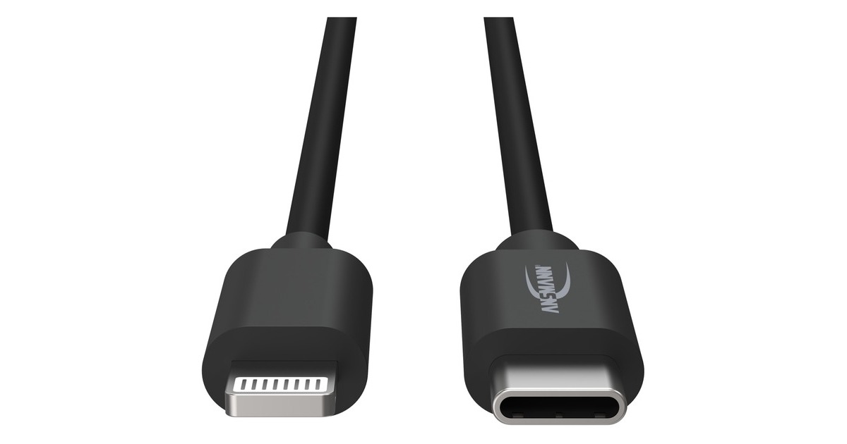 Lightning Stecker(schwarz, 2 Meter, Laden mit bis zu 60 Watt)