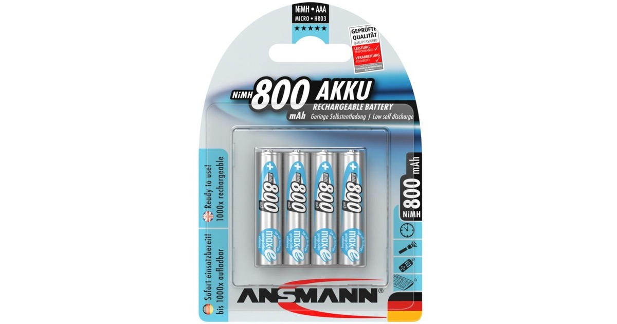 Ansmann maxE 800mAh NiMh, Akku(silber)