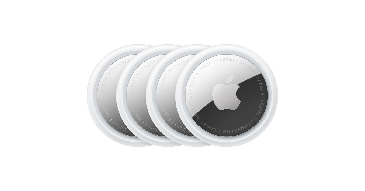 Apple AirTag, Ortungstracker(weiß/silber, 4er-Pack)