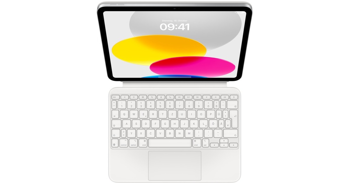 Apple Magic Keyboard Folio für iPad (10. Generation), Tastatur(weiß, DE-Layout, Scherenmechanik)