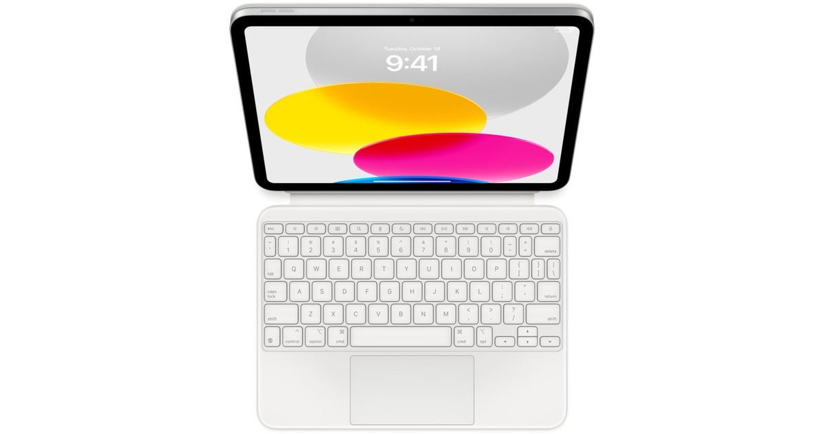 Apple Magic Keyboard Folio für iPad (10. Generation), Tastatur(weiß, US-Layout, Scherenmechanik)