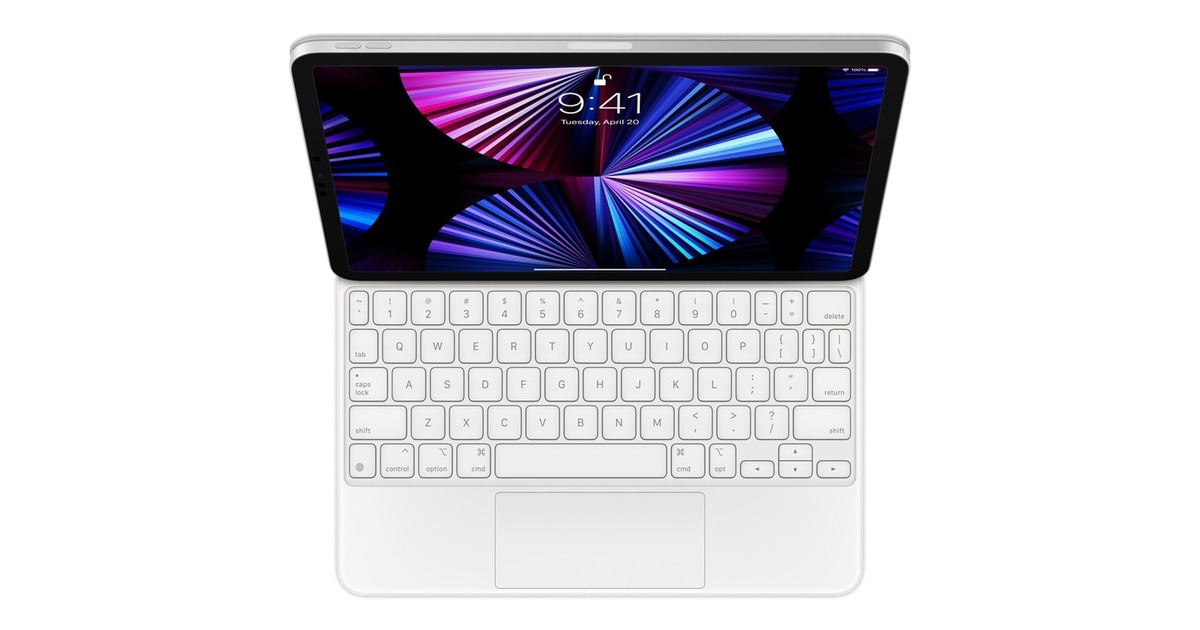 Apple Magic Keyboard für 11" iPad Pro (3. Generation) und iPad Air (4. Generation), Tastatur(weiß, US-Layout, Scissor-Switch)