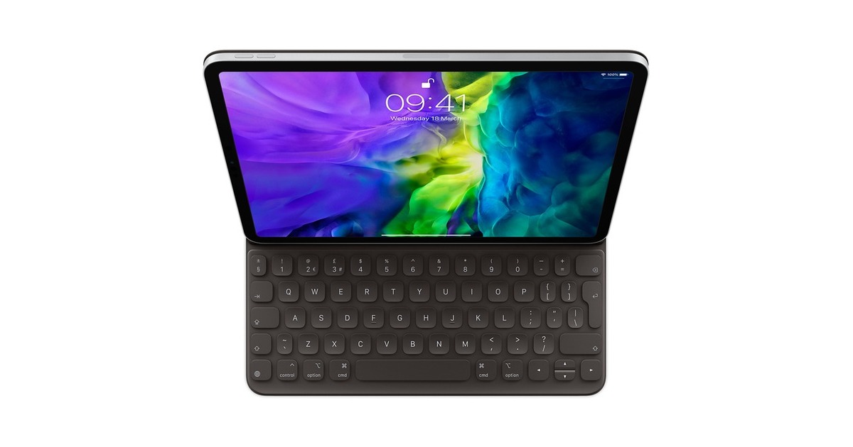 Apple Smart Keyboard Folio für das 11" iPad Pro (2. Generation), Tastatur(schwarz, UK-Layout, Rubberdome)