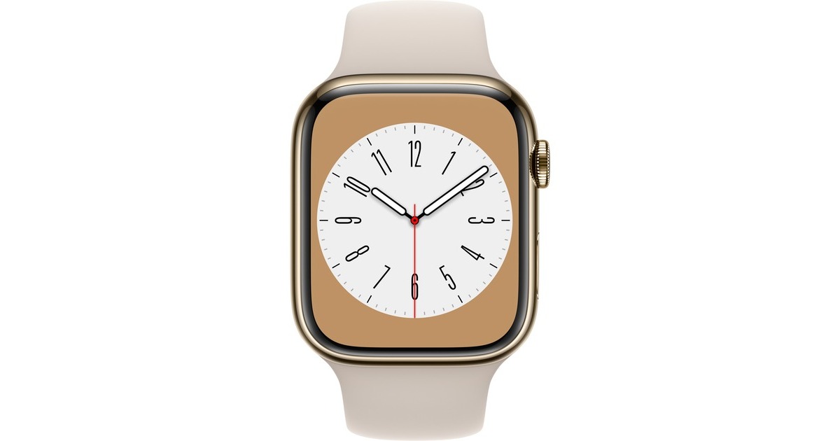 Apple Watch Series 8, Smartwatch(gold, 45 mm, Sportarmband, Edelstahl-Gehäuse, LTE, Outlet) Apple Watch Series 8, Smartwatch(gold, 45 mm, Sportarmband, Edelstahl-Gehäuse, LTE, Outlet)